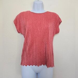 Vintage 90s Lana Lee Canada Pink Textured Short Sleeve Blouse Top Size Small